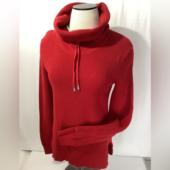 Lauren Ralph Lauren Sweater Size M Color Red 100% Cotton Knit Long Sleeves - Picture 1 of 12